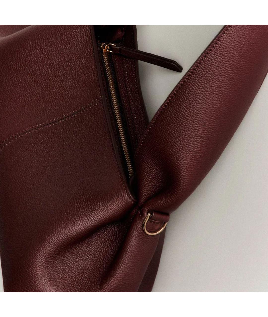 POLENE Бордовая кожаная сумка тоут, фото 4