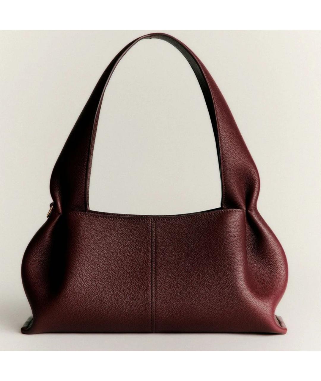 POLENE Бордовая кожаная сумка тоут, фото 3