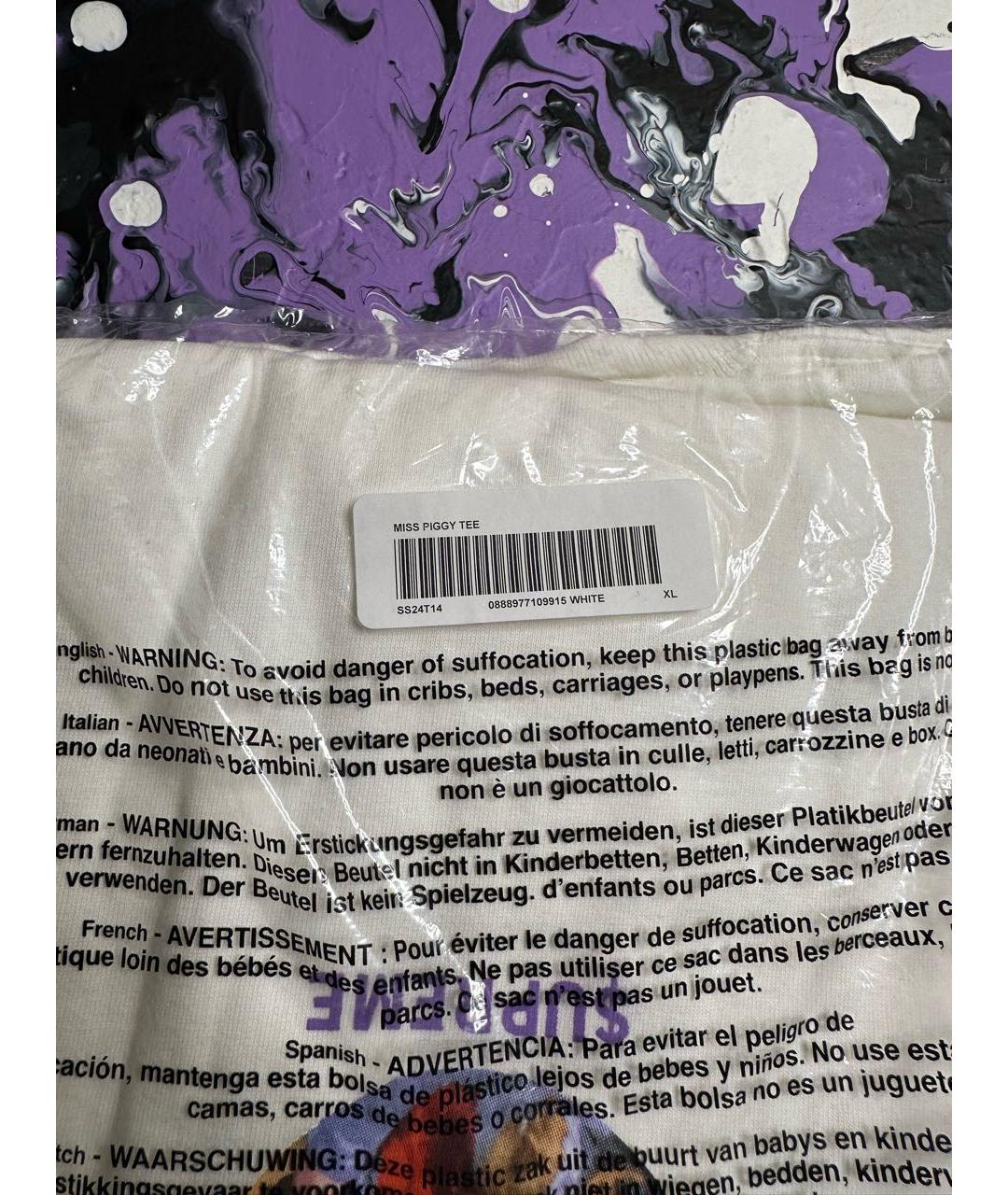 SUPREME Белая хлопковая футболка, фото 4