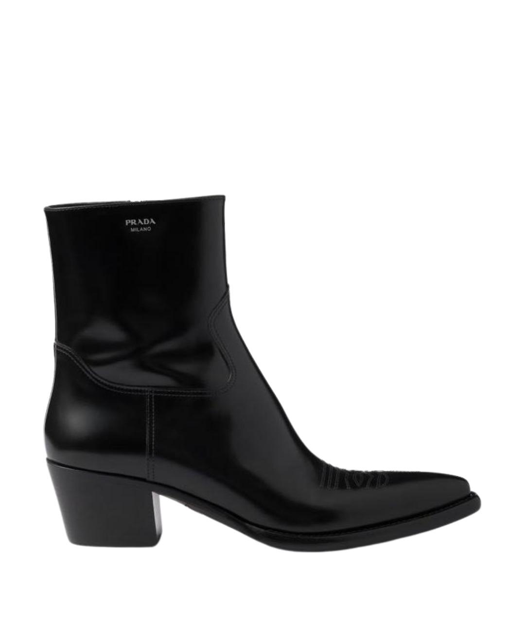 PRADA Черные кожаные ботильоны, фото 1