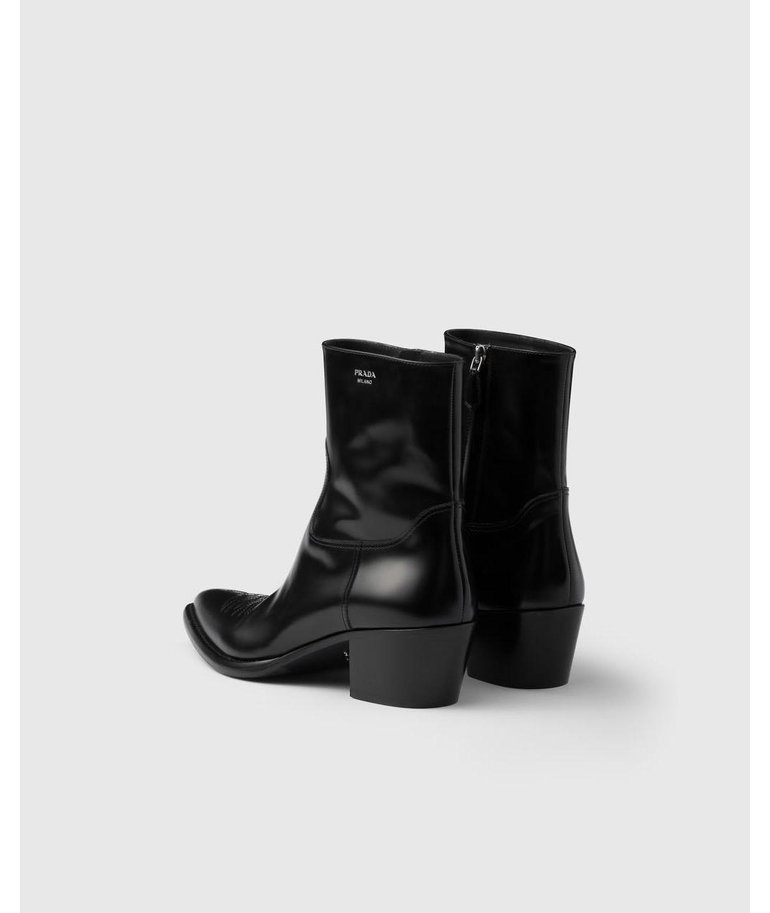 PRADA Черные кожаные ботильоны, фото 4