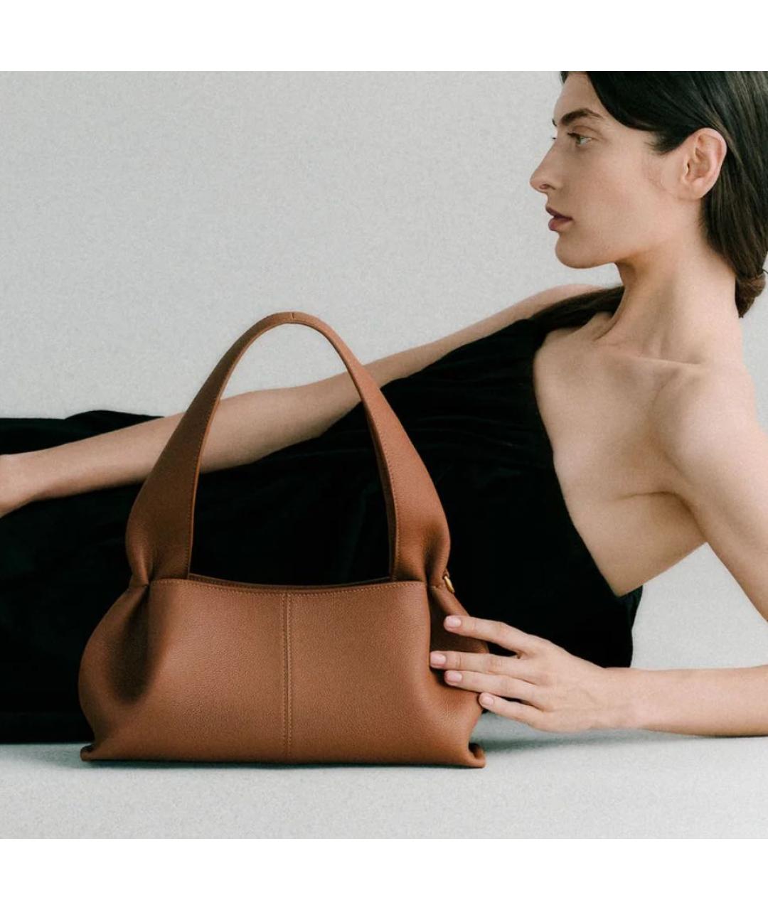 POLENE Коричневая кожаная сумка тоут, фото 2