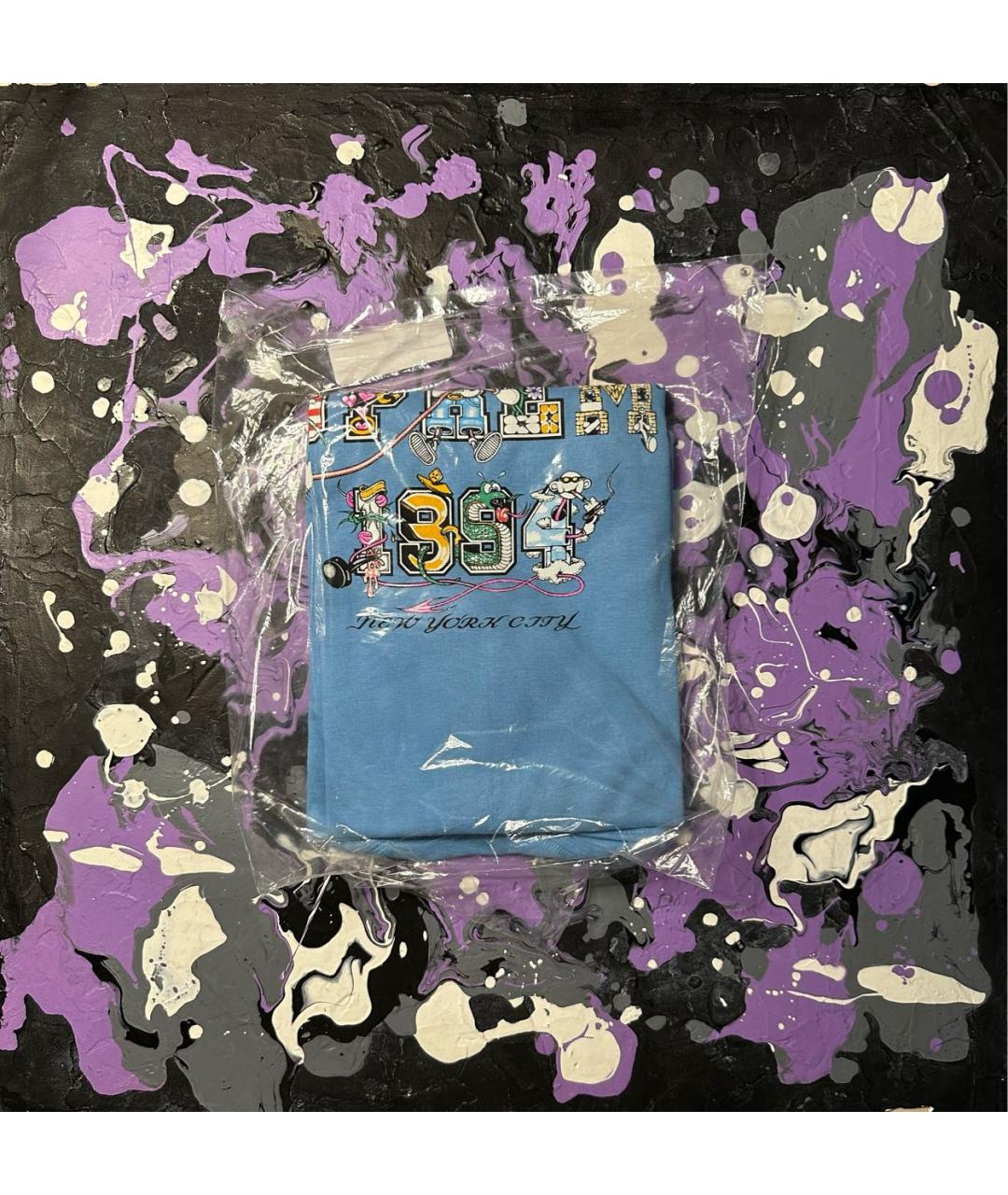 SUPREME Голубая хлопковая футболка, фото 3