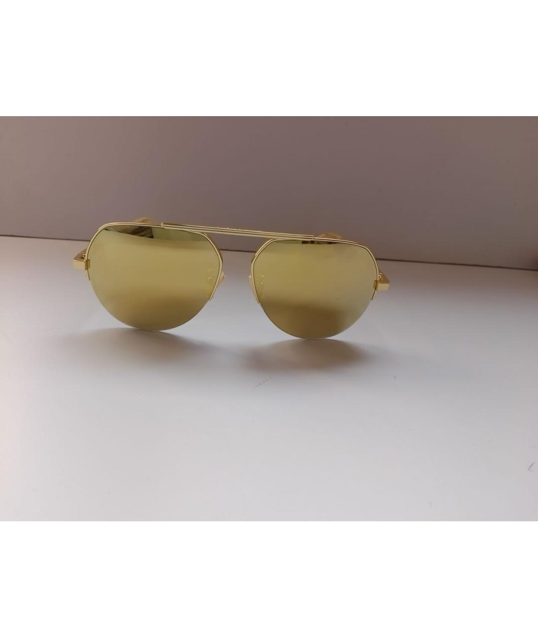 BOTTEGA VENETA Золотые пластиковые солнцезащитные очки, фото 7