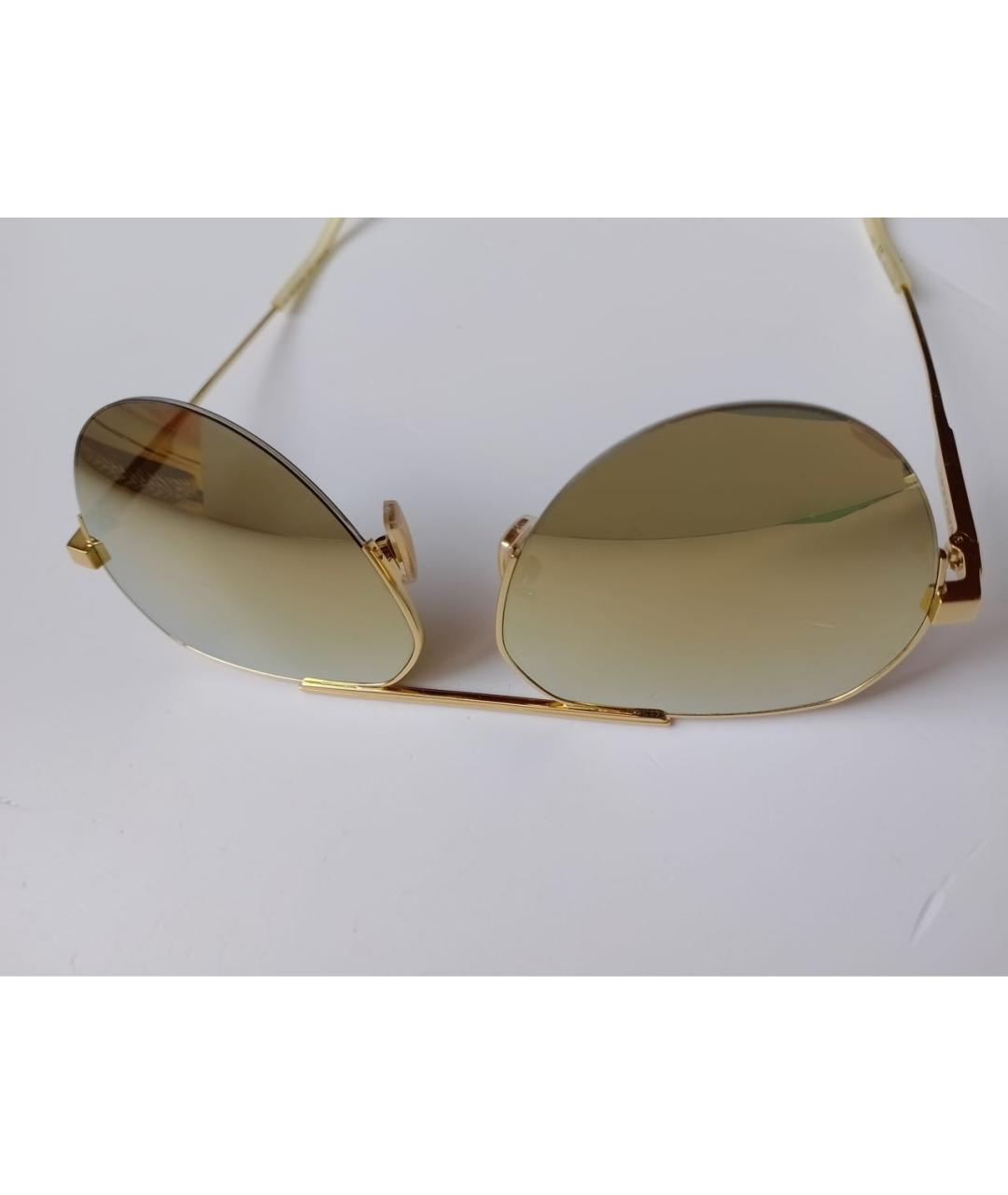 BOTTEGA VENETA Золотые пластиковые солнцезащитные очки, фото 6