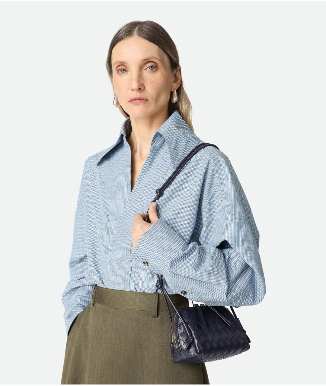 BOTTEGA VENETA Темно-синяя кожаная сумка через плечо, фото 4