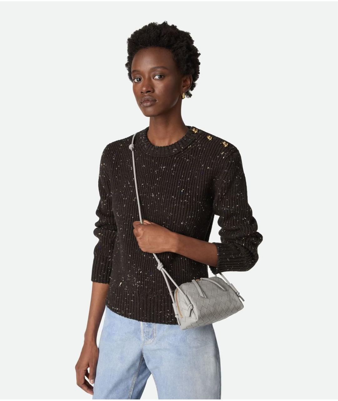 BOTTEGA VENETA Серая кожаная сумка через плечо, фото 2