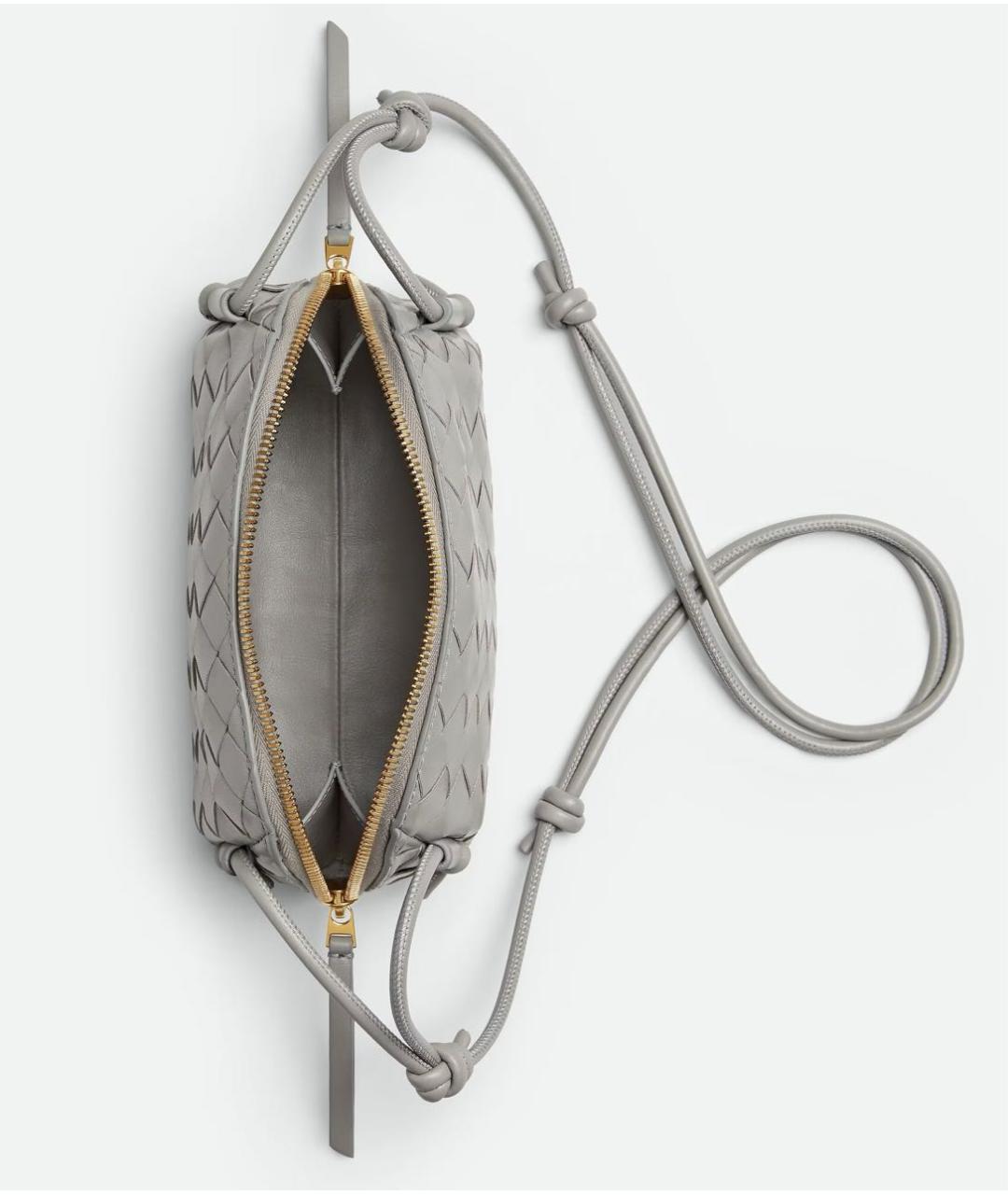 BOTTEGA VENETA Серая кожаная сумка через плечо, фото 3