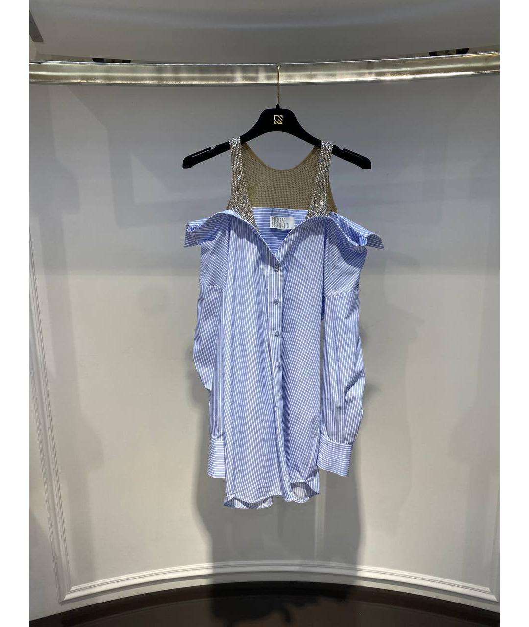 GIUSEPPE DI MORABITO Голубое хлопковое повседневное платье, фото 3