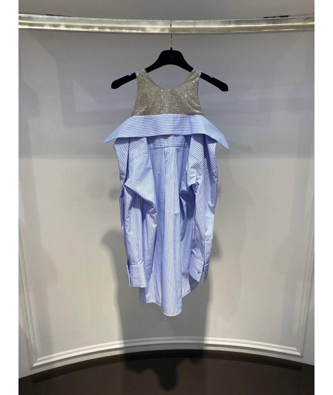 GIUSEPPE DI MORABITO Голубое хлопковое повседневное платье, фото 2