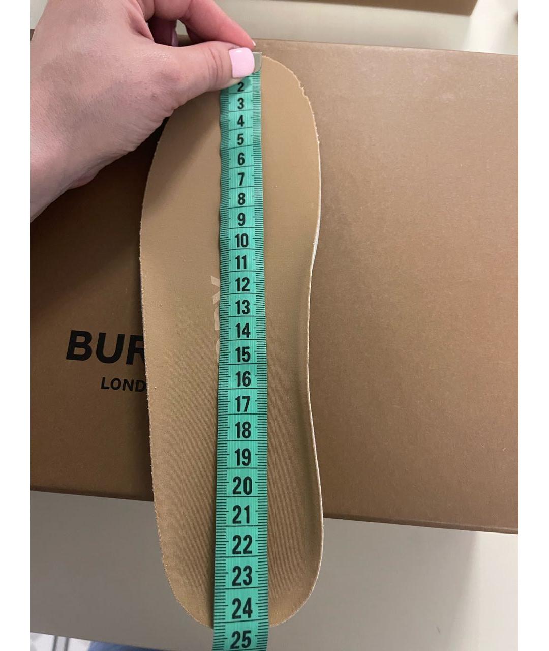 BURBERRY Бежевые кожаные кроссовки, фото 6