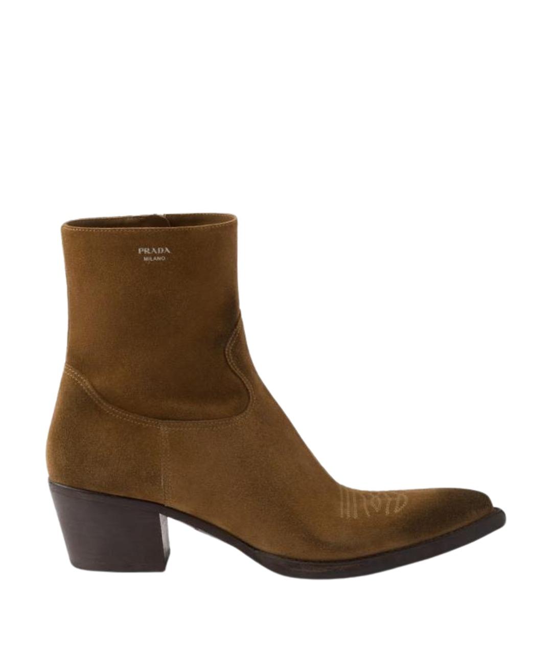 PRADA Коричневые замшевые ботильоны, фото 1