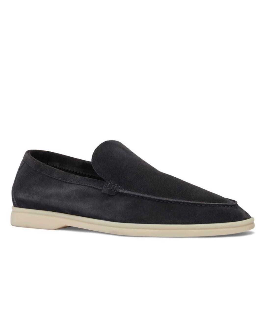 LORO PIANA Черные замшевые лоферы, фото 1