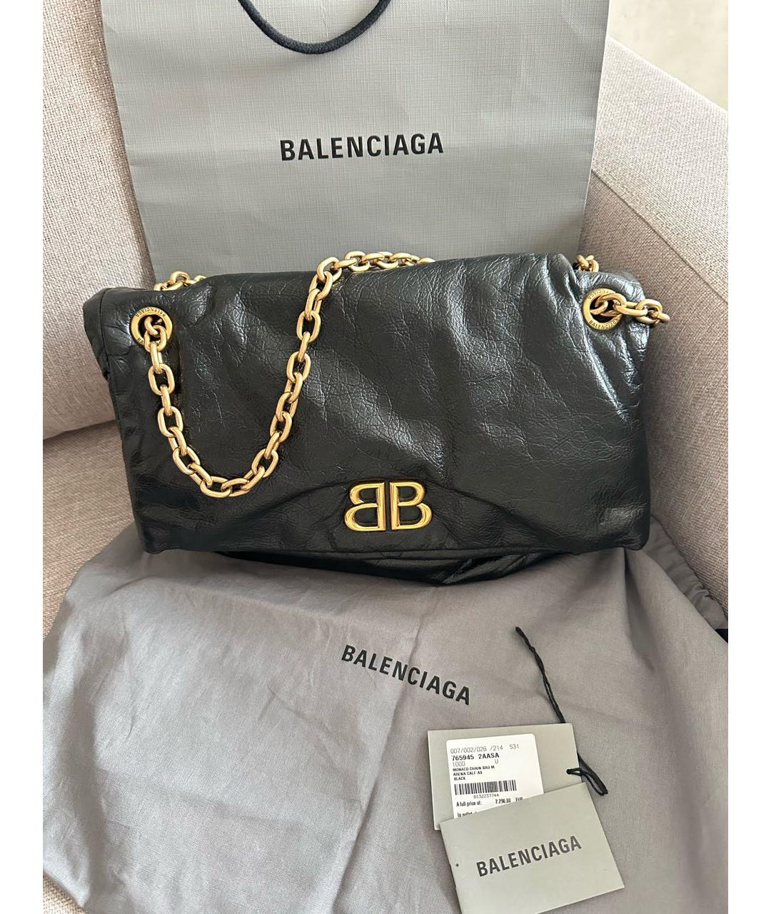 BALENCIAGA Черная кожаная сумка через плечо, фото 3