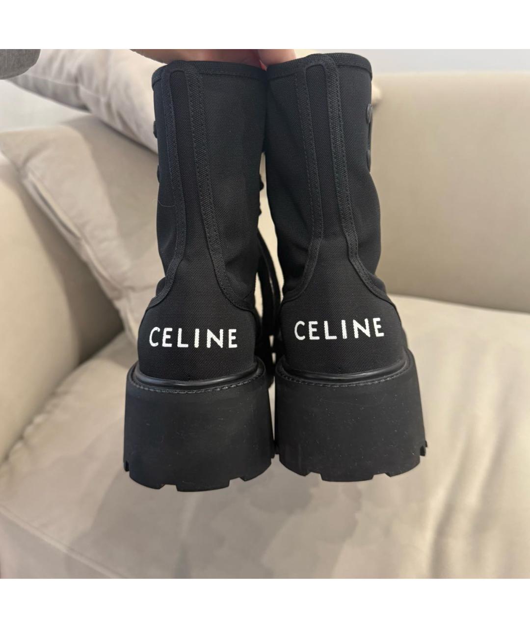 CELINE Черные текстильные ботинки, фото 3