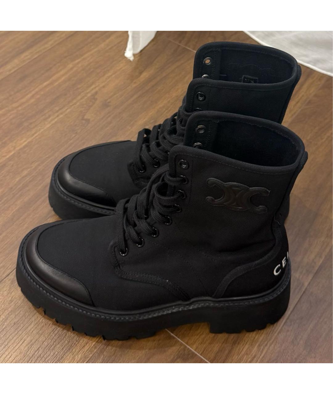 CELINE Черные текстильные ботинки, фото 5
