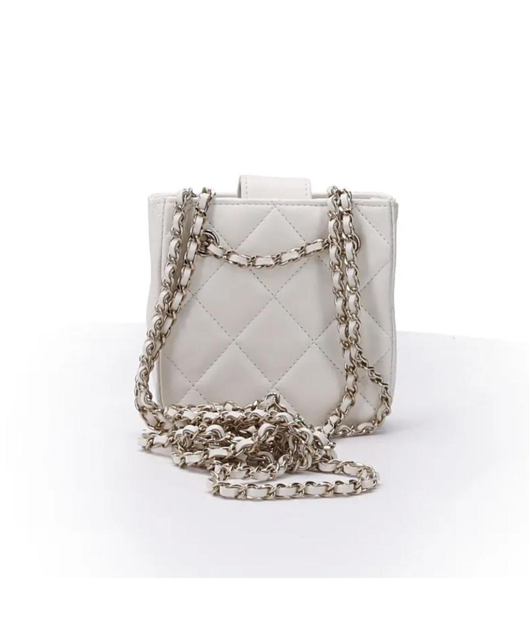 CHANEL Белая кожаная сумка через плечо, фото 4