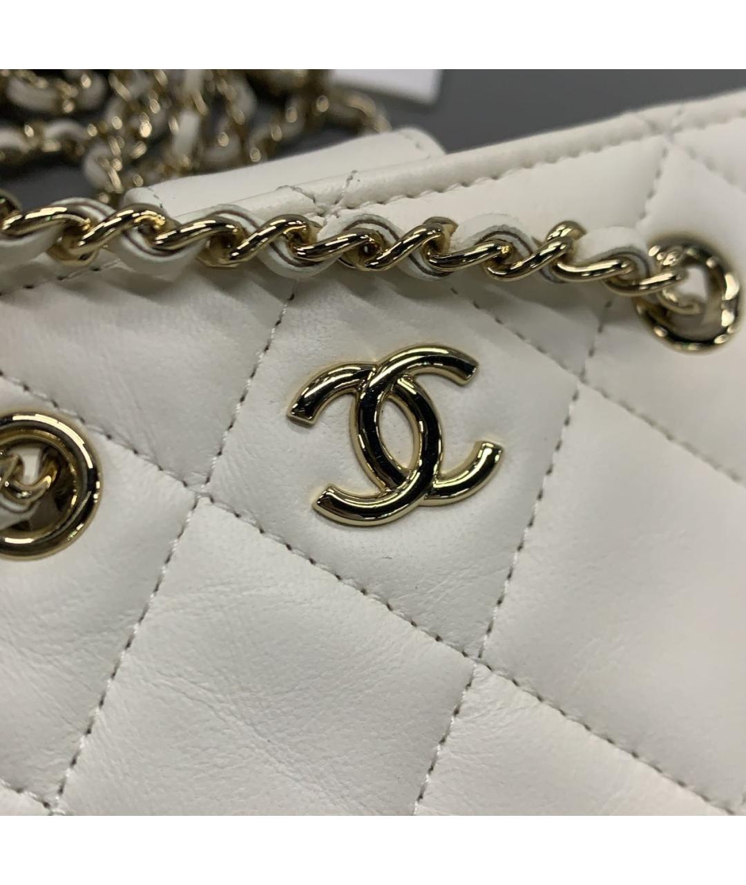 CHANEL Белая кожаная сумка через плечо, фото 8