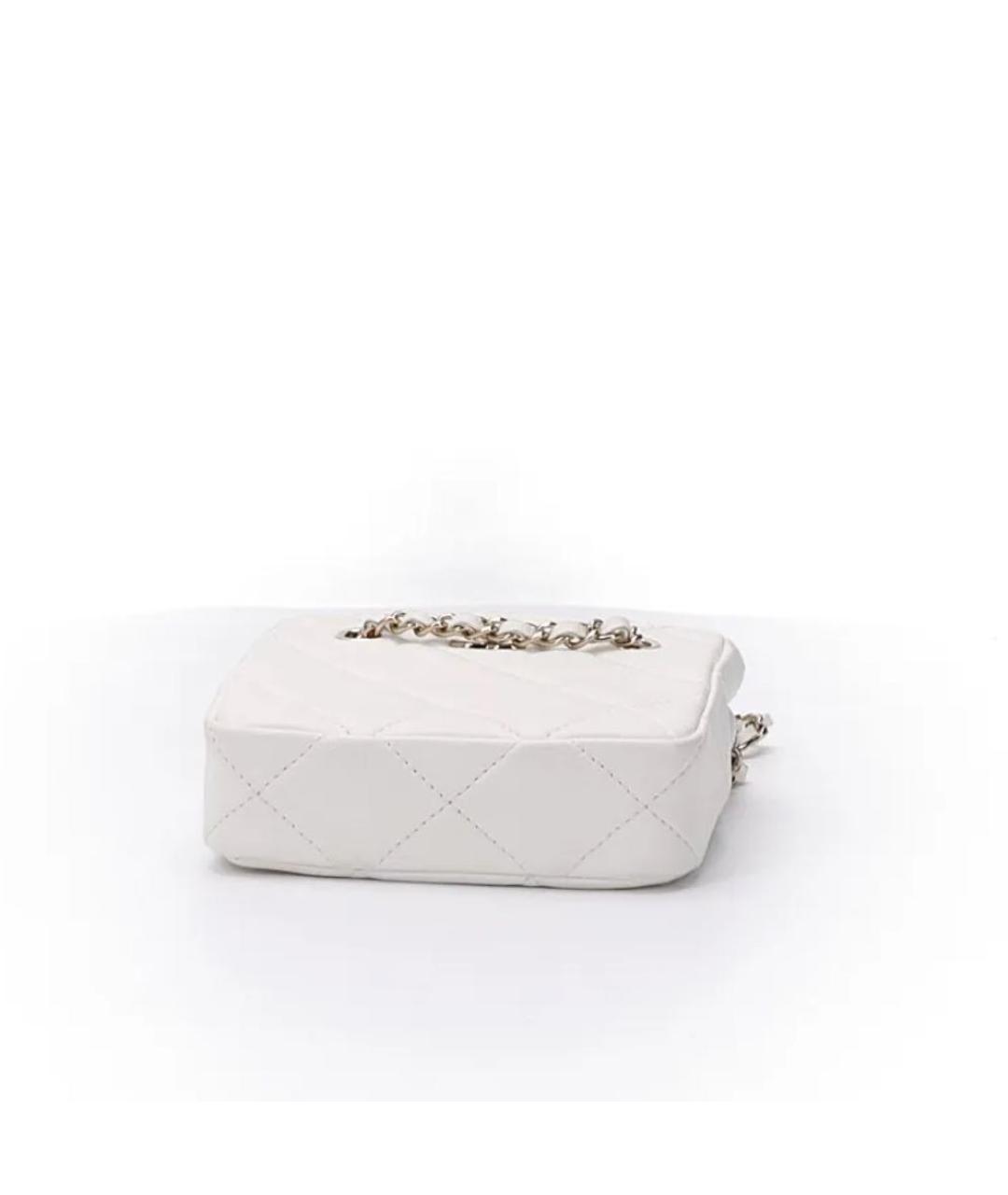 CHANEL Белая кожаная сумка через плечо, фото 5