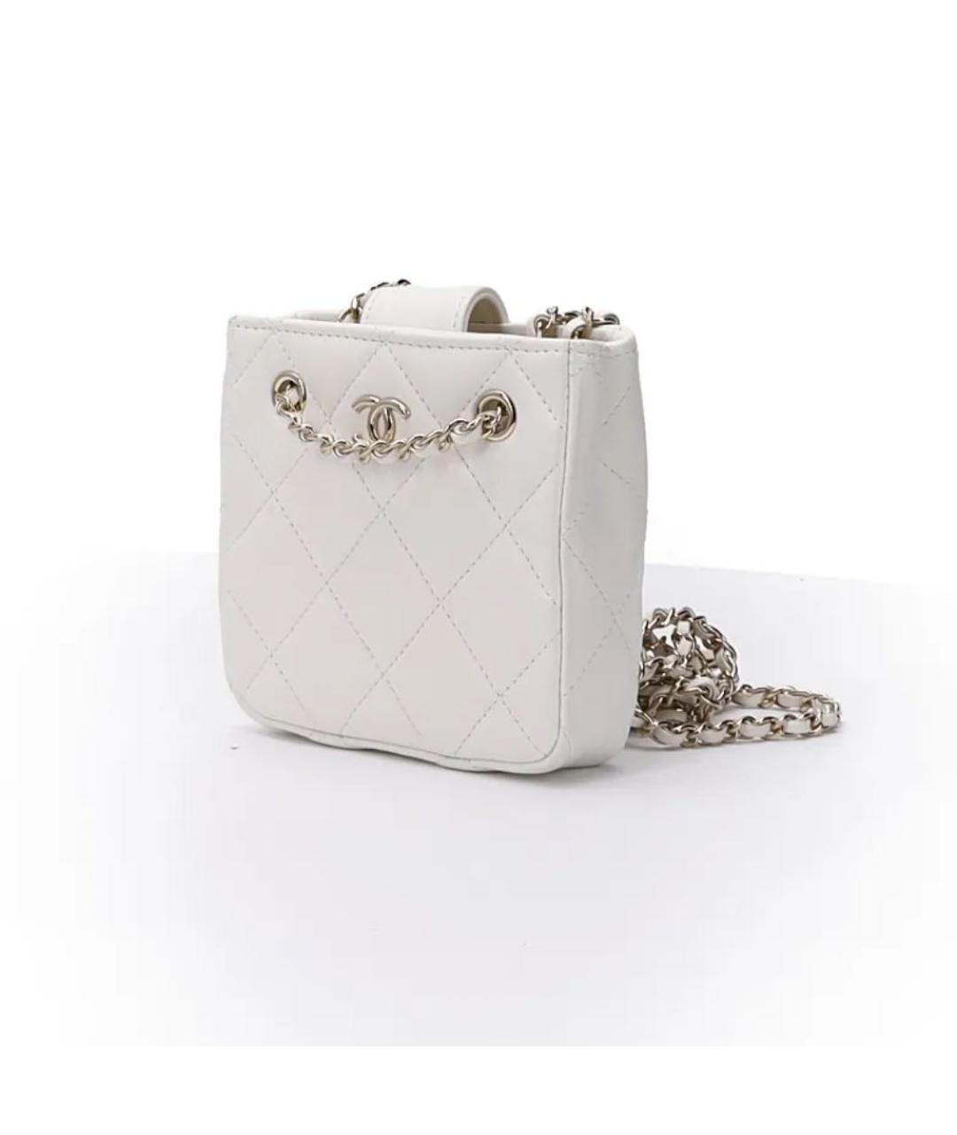 CHANEL Белая кожаная сумка через плечо, фото 3