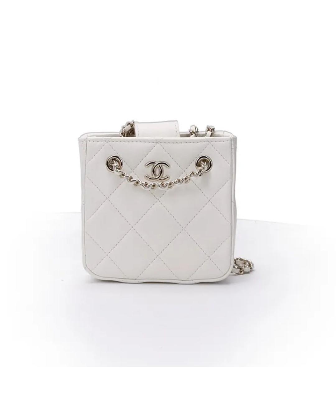 CHANEL Белая кожаная сумка через плечо, фото 9