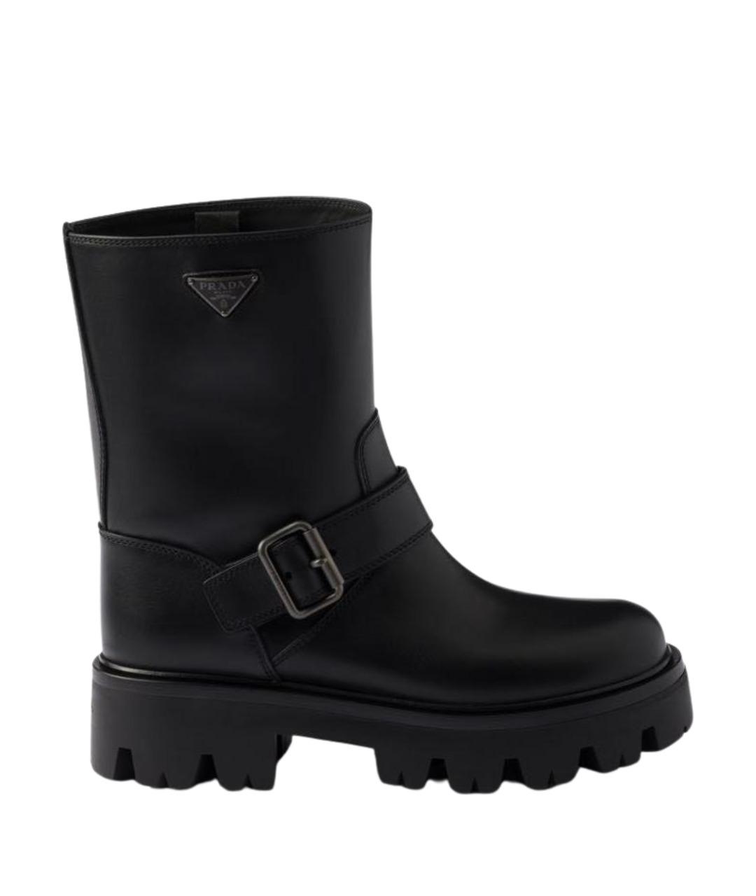 PRADA Черные кожаные ботильоны, фото 1