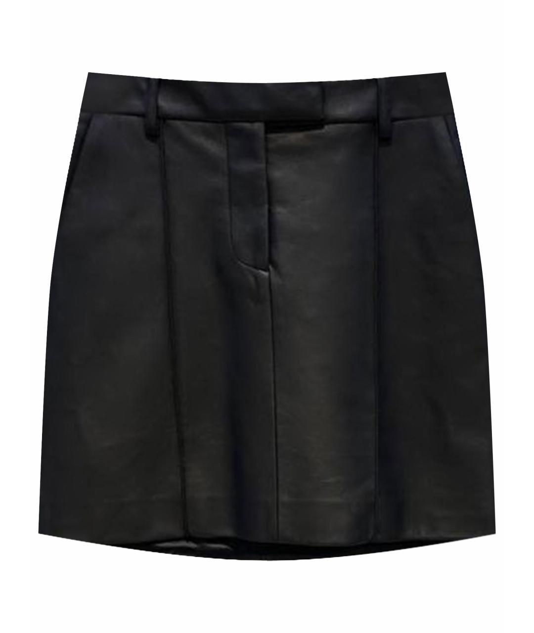GIUSEPPE DI MORABITO Черная кожаная юбка мини, фото 1
