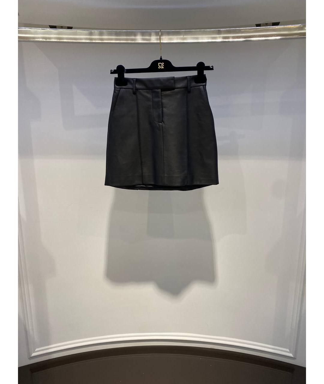 GIUSEPPE DI MORABITO Черная кожаная юбка мини, фото 3