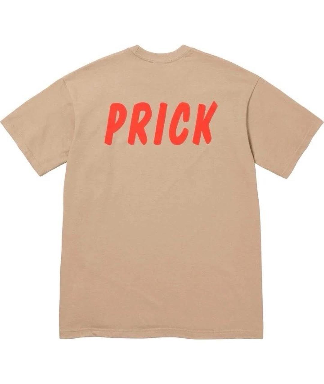 SUPREME Бежевая хлопковая футболка, фото 2