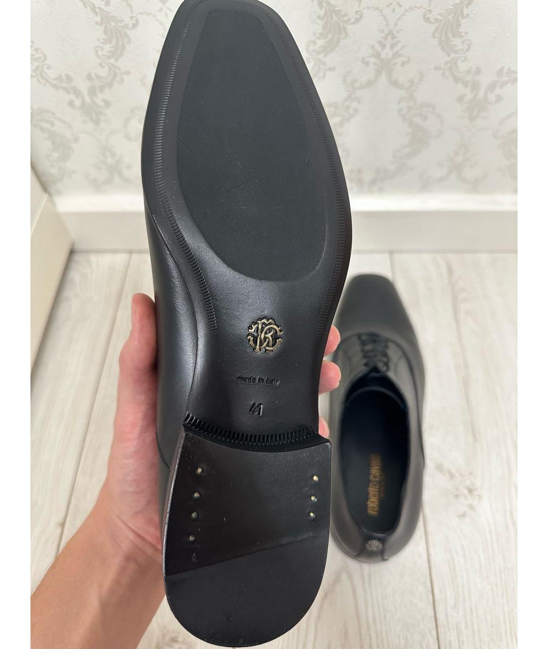 ROBERTO CAVALLI Черные кожаные туфли, фото 7