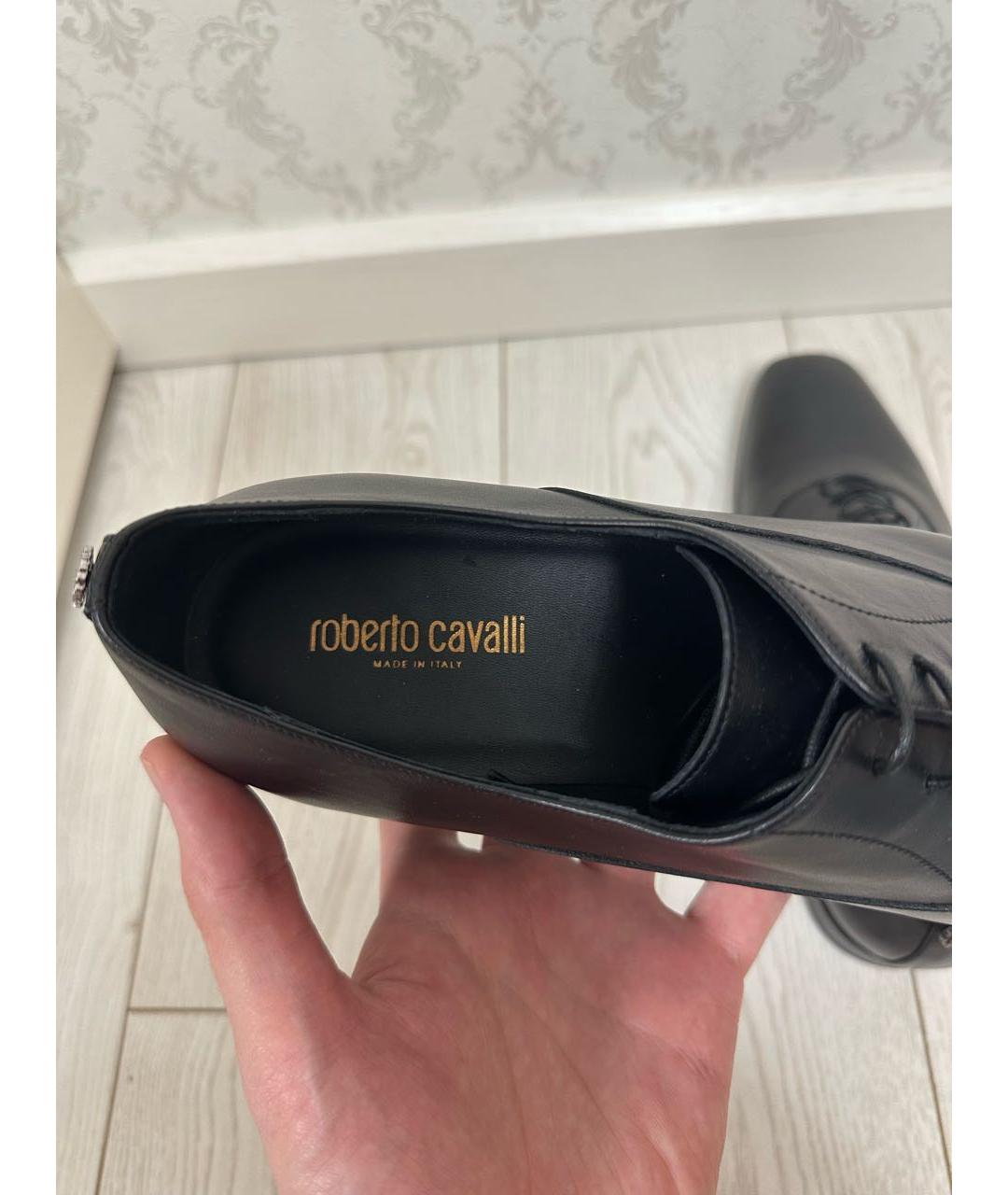 ROBERTO CAVALLI Черные кожаные туфли, фото 5