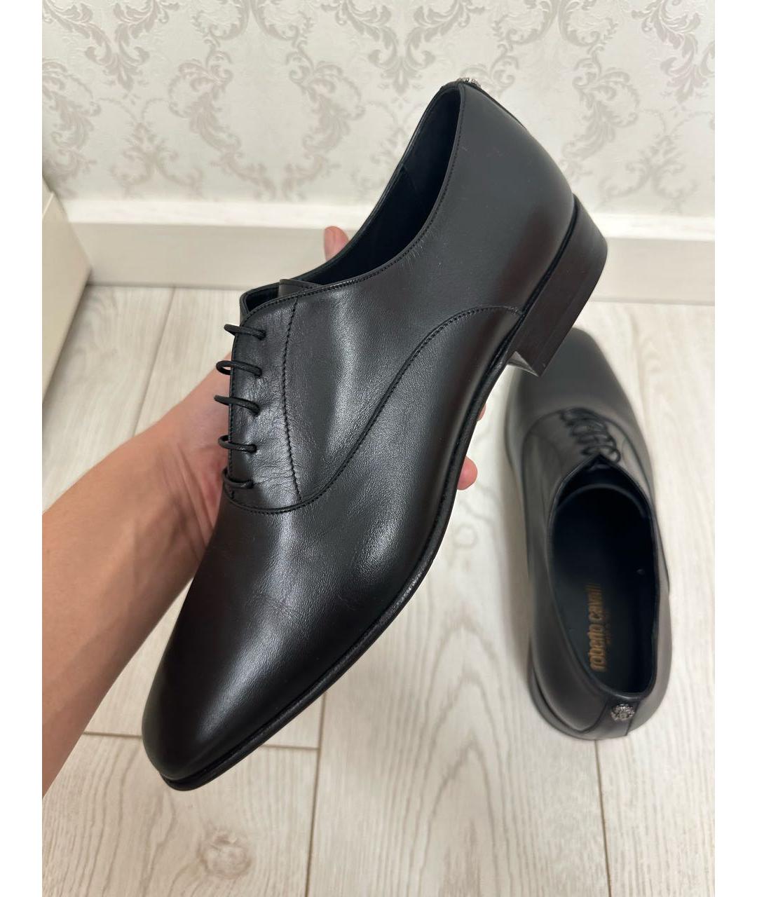 ROBERTO CAVALLI Черные кожаные туфли, фото 6