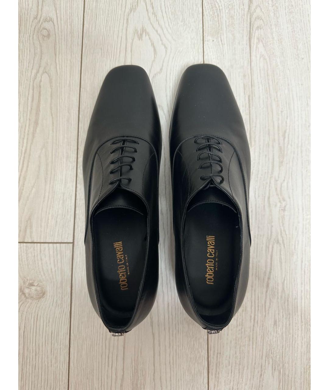 ROBERTO CAVALLI Черные кожаные туфли, фото 3