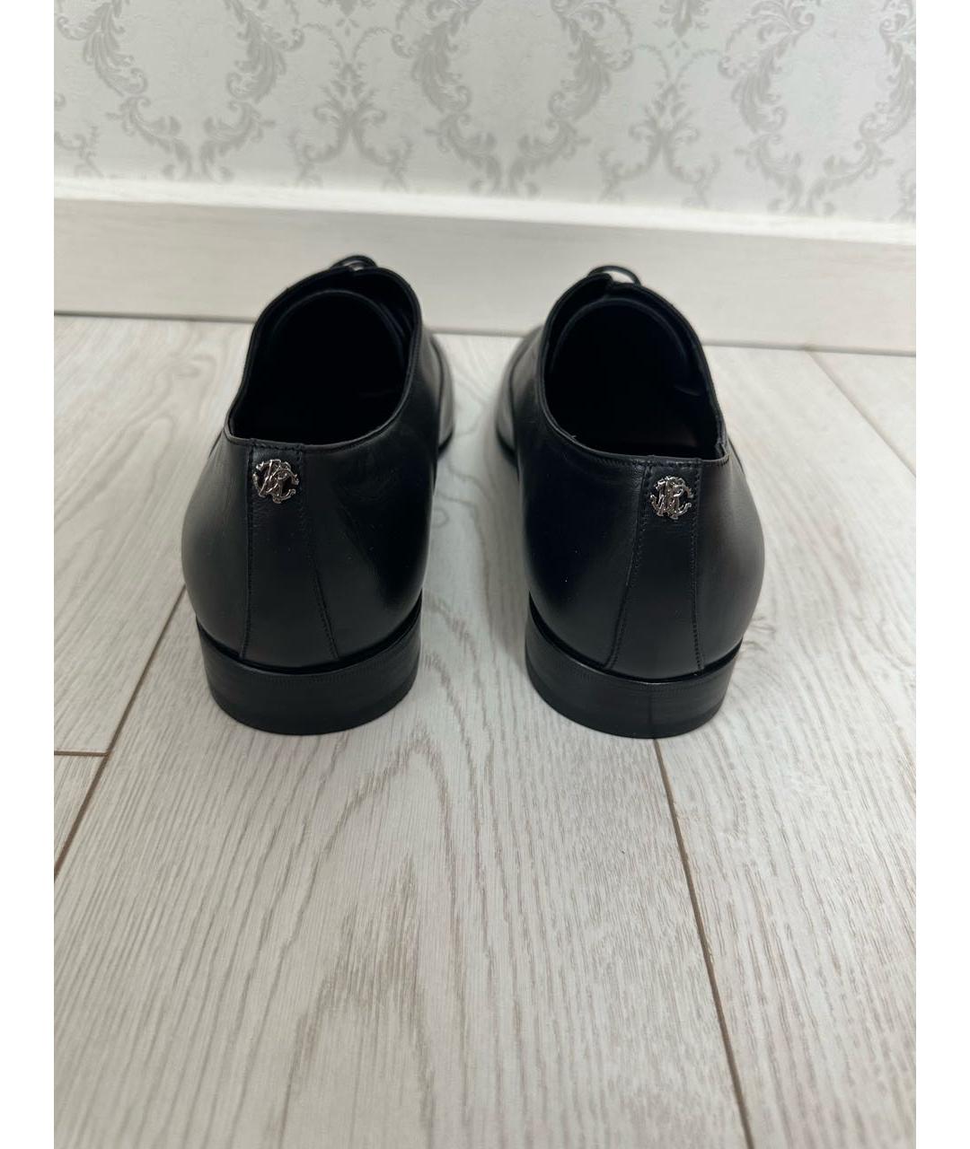 ROBERTO CAVALLI Черные кожаные туфли, фото 4