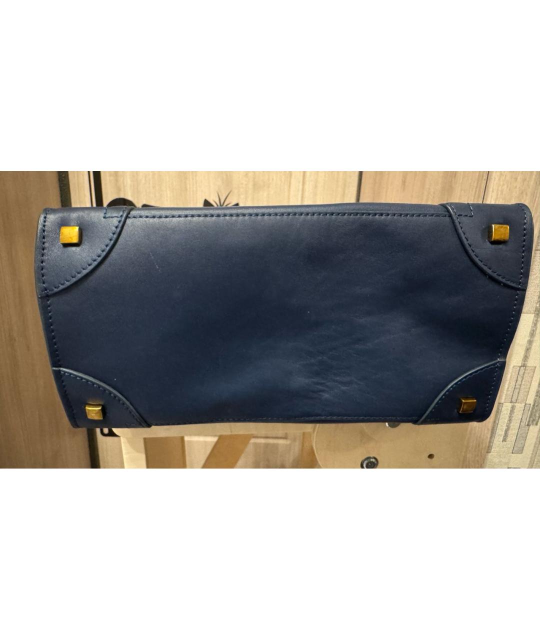 CELINE Синяя кожаная сумка тоут, фото 6
