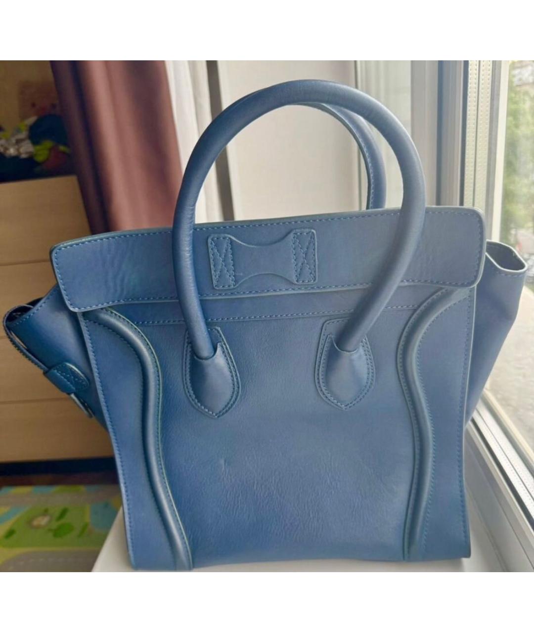 CELINE Синяя кожаная сумка тоут, фото 2