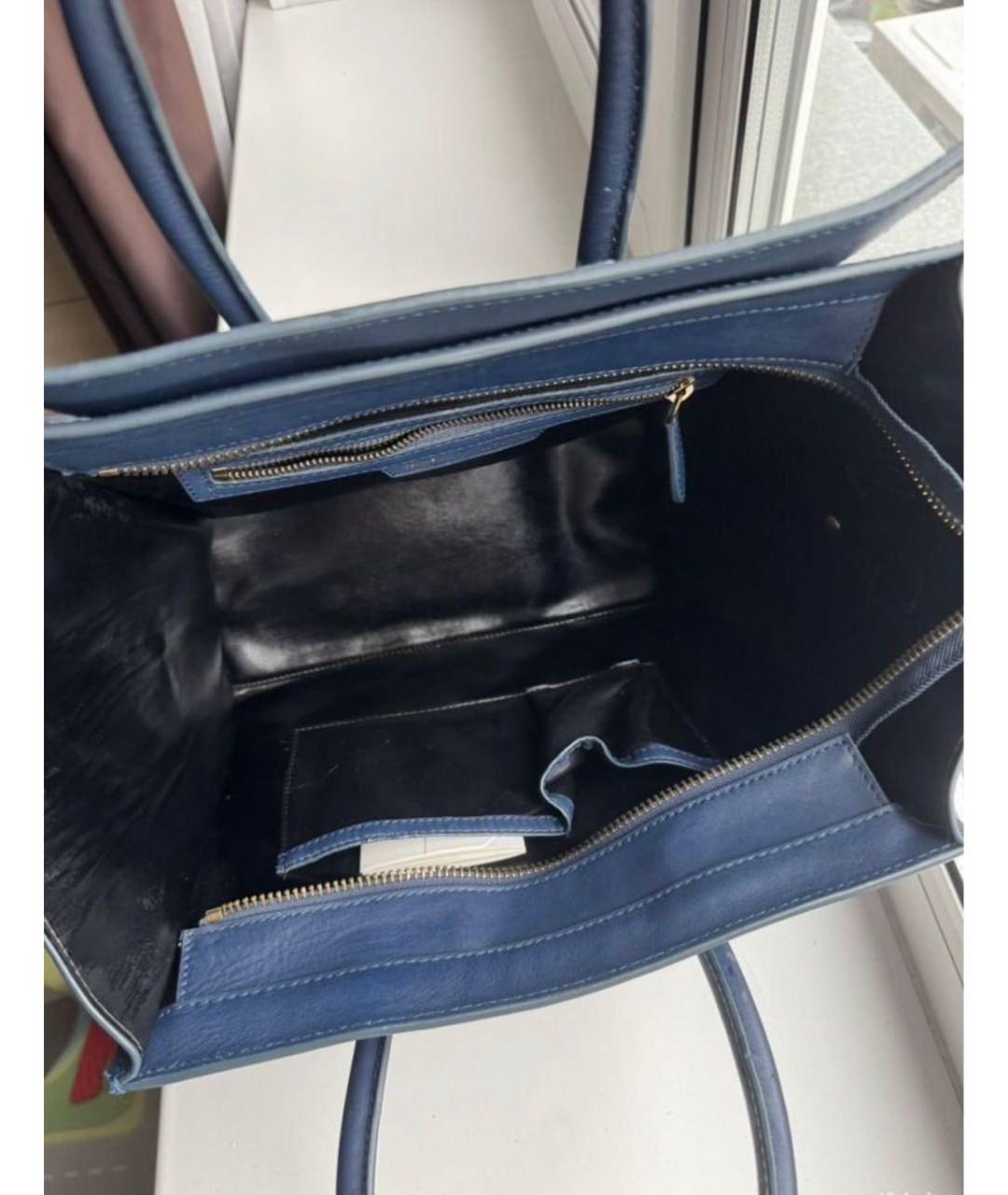 CELINE Синяя кожаная сумка тоут, фото 3