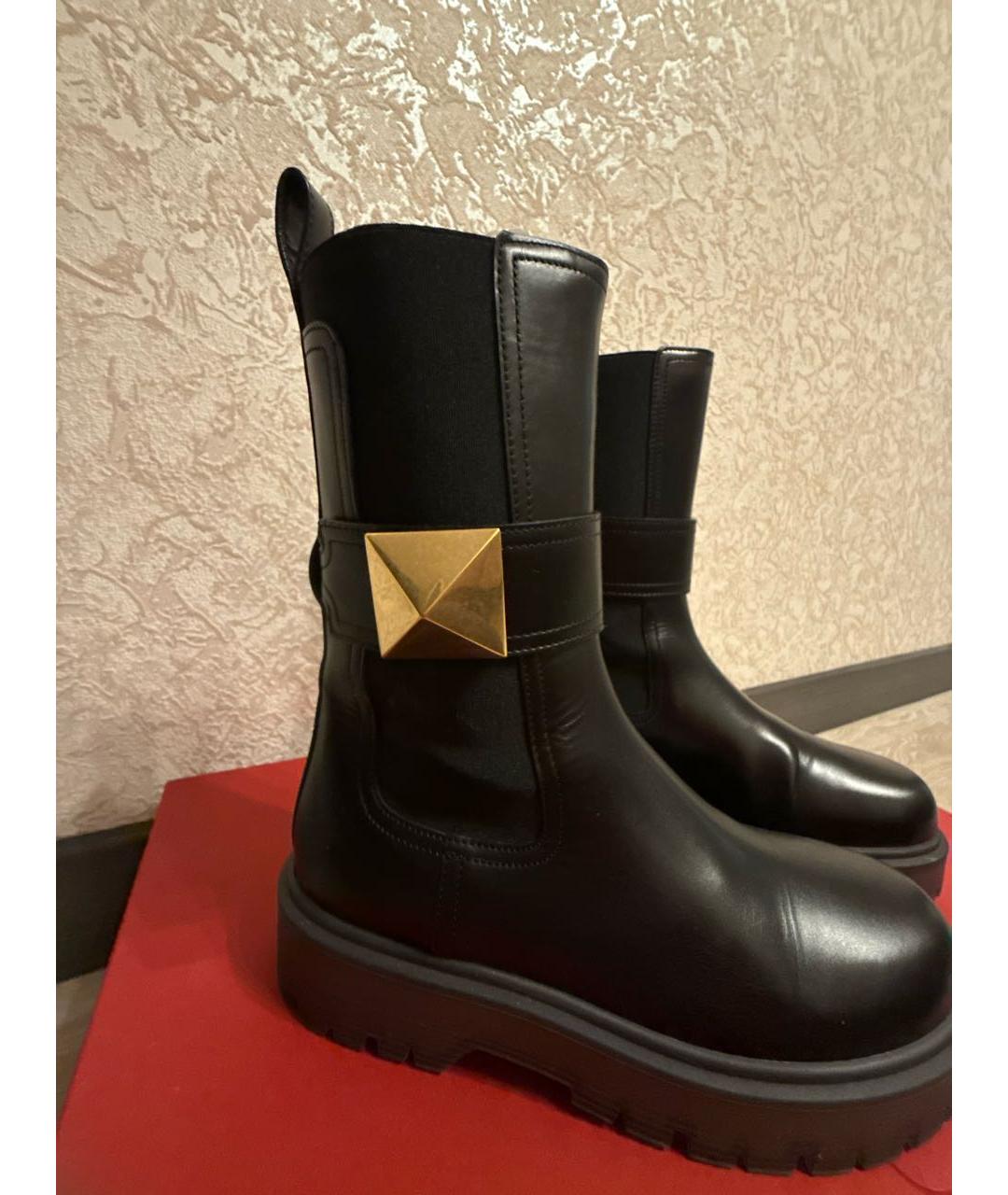 VALENTINO Черные кожаные полусапоги, фото 6