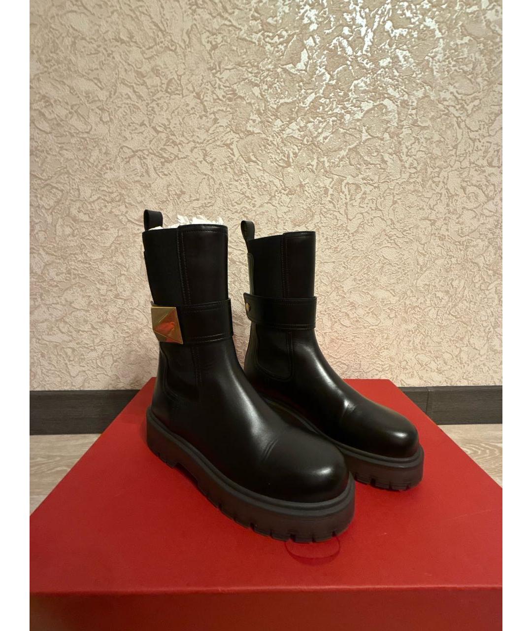 VALENTINO Черные кожаные полусапоги, фото 5