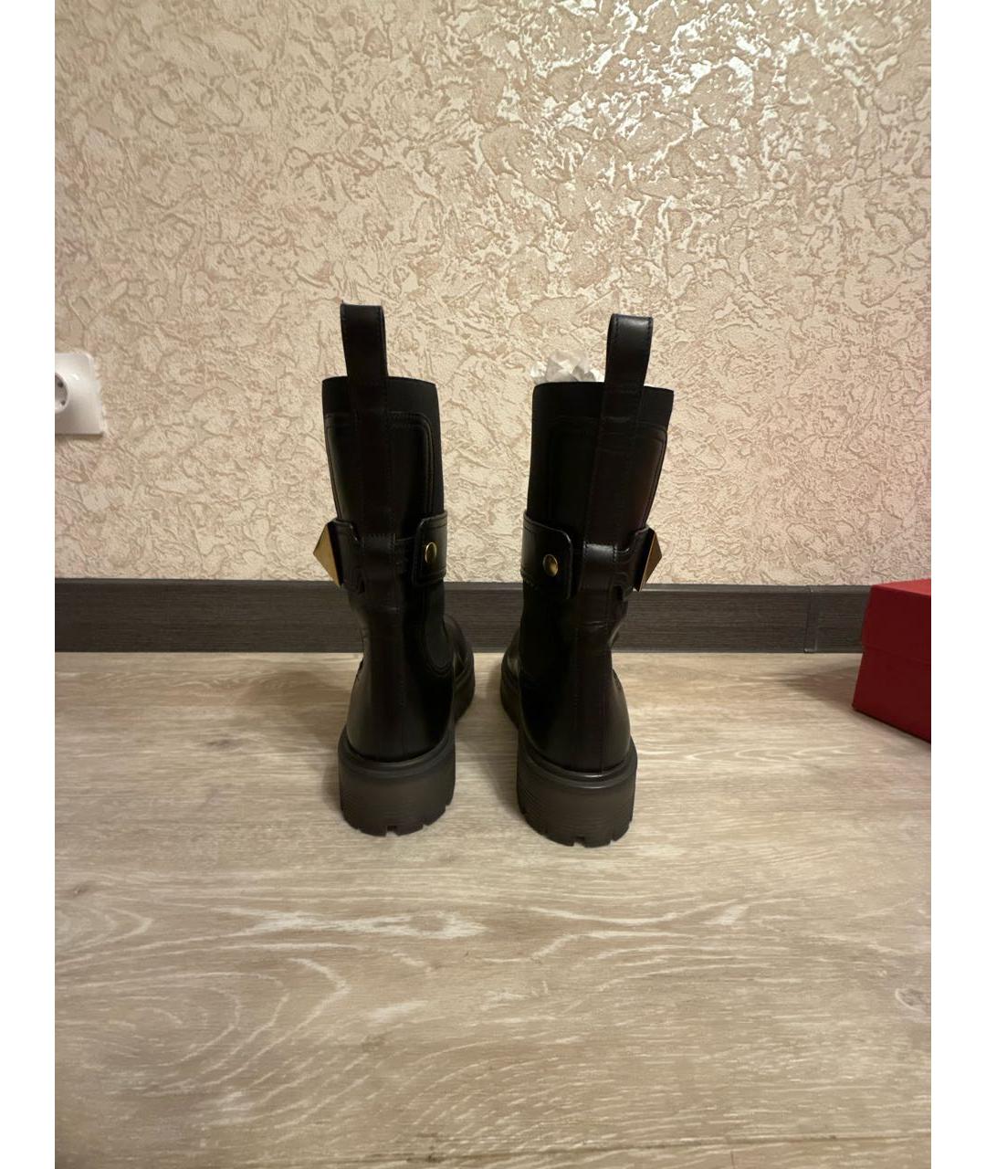 VALENTINO Черные кожаные полусапоги, фото 4