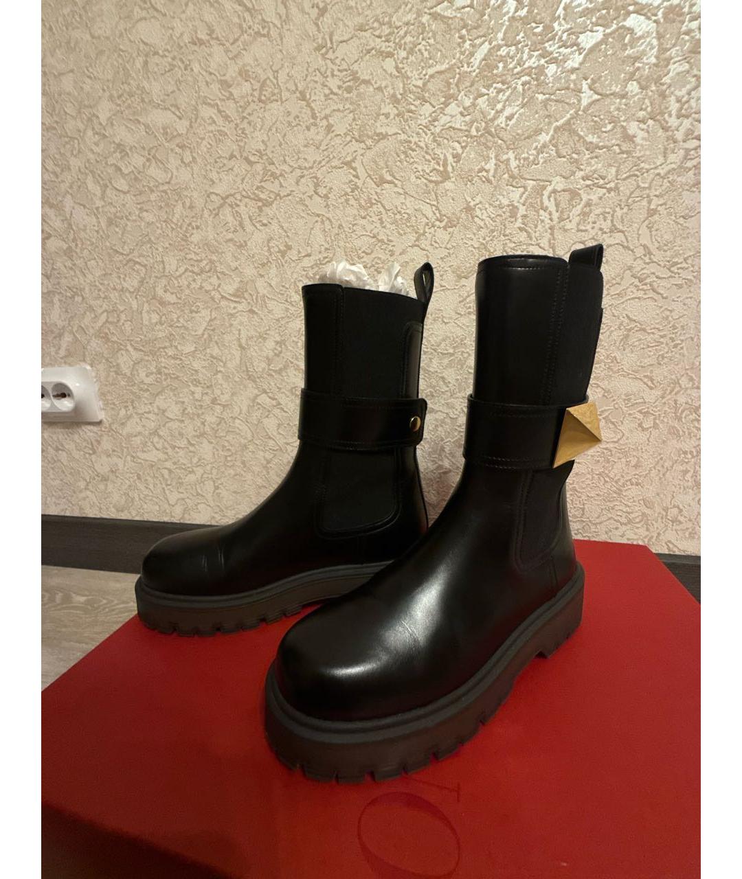 VALENTINO Черные кожаные полусапоги, фото 7