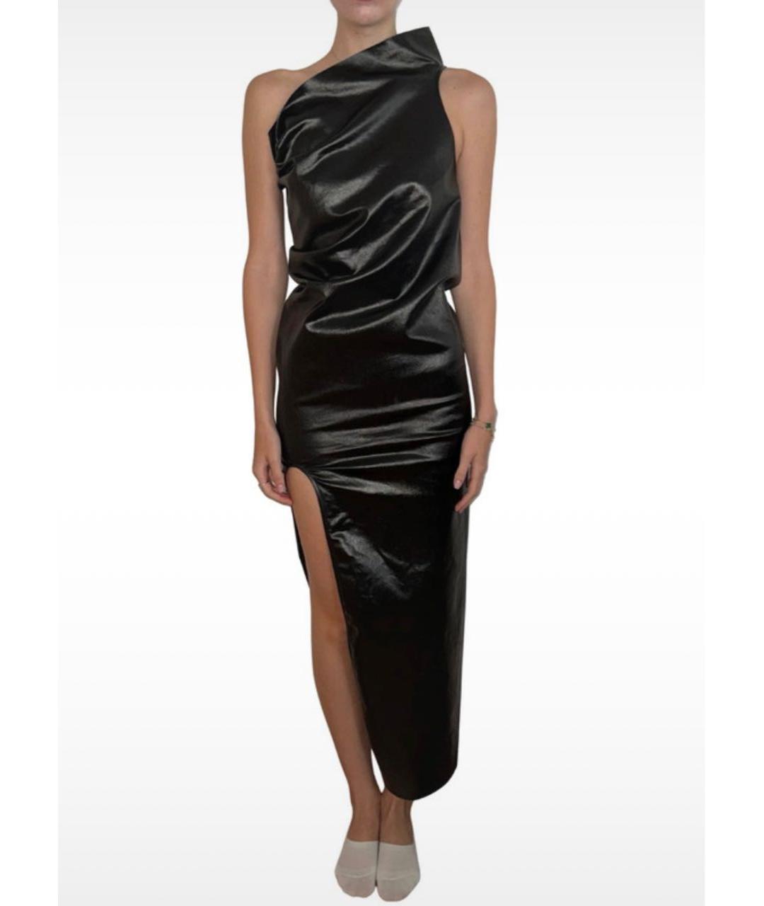 RICK OWENS Черное хлопко-эластановое вечернее платье, фото 2