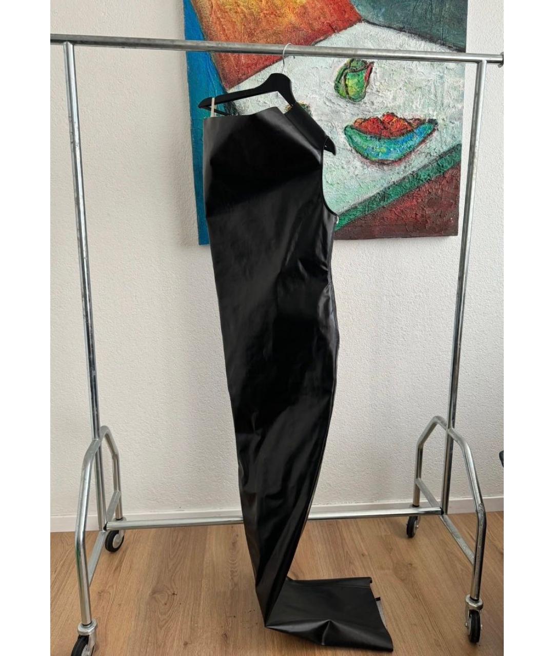 RICK OWENS Черное хлопко-эластановое вечернее платье, фото 9