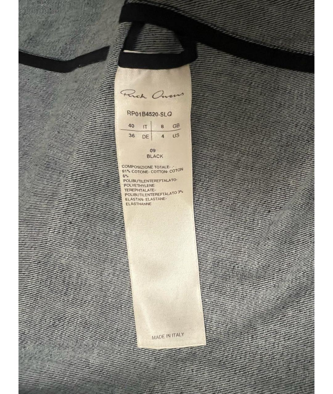 RICK OWENS Черное хлопко-эластановое вечернее платье, фото 4