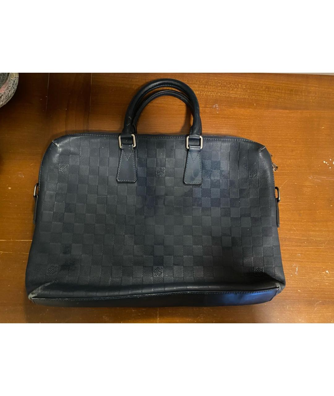 LOUIS VUITTON Темно-синий кожаный портфель, фото 4