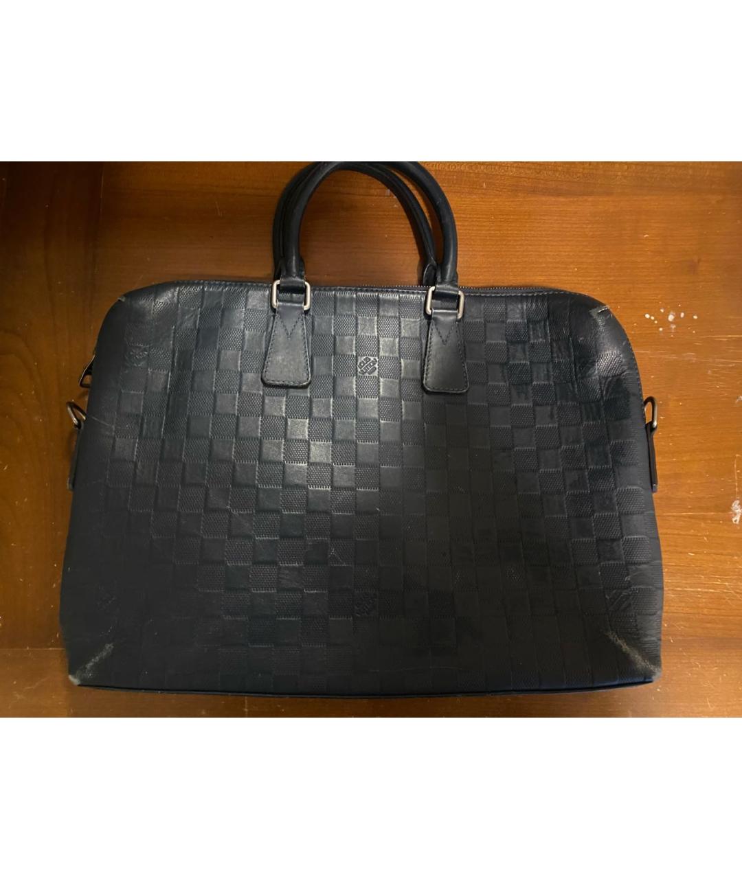 LOUIS VUITTON Темно-синий кожаный портфель, фото 2