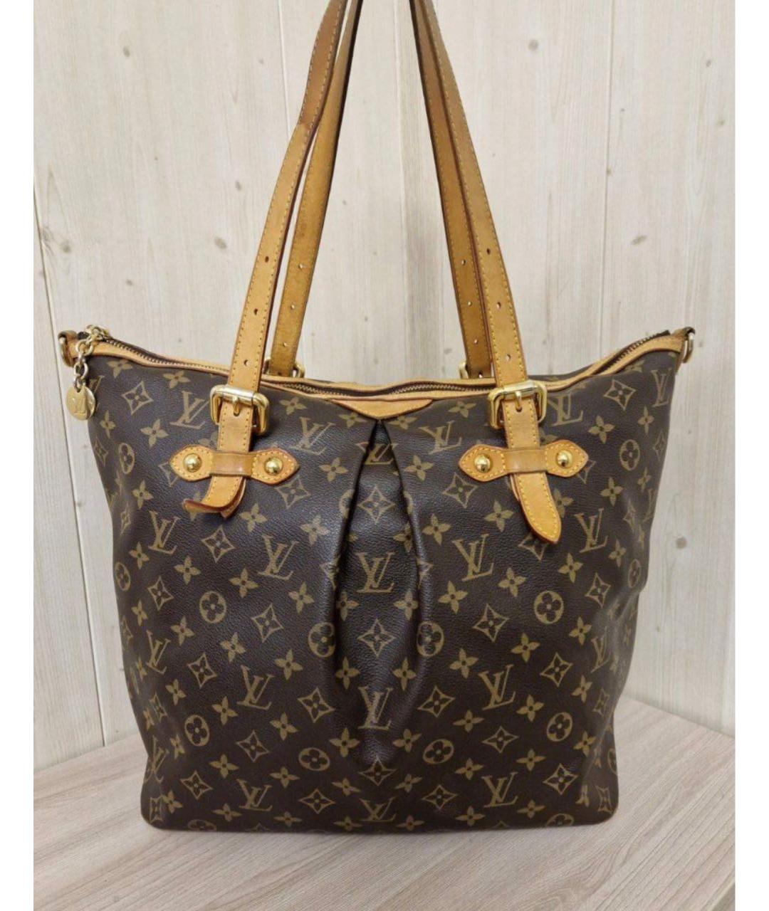 LOUIS VUITTON Коричневая кожаная сумка тоут, фото 9