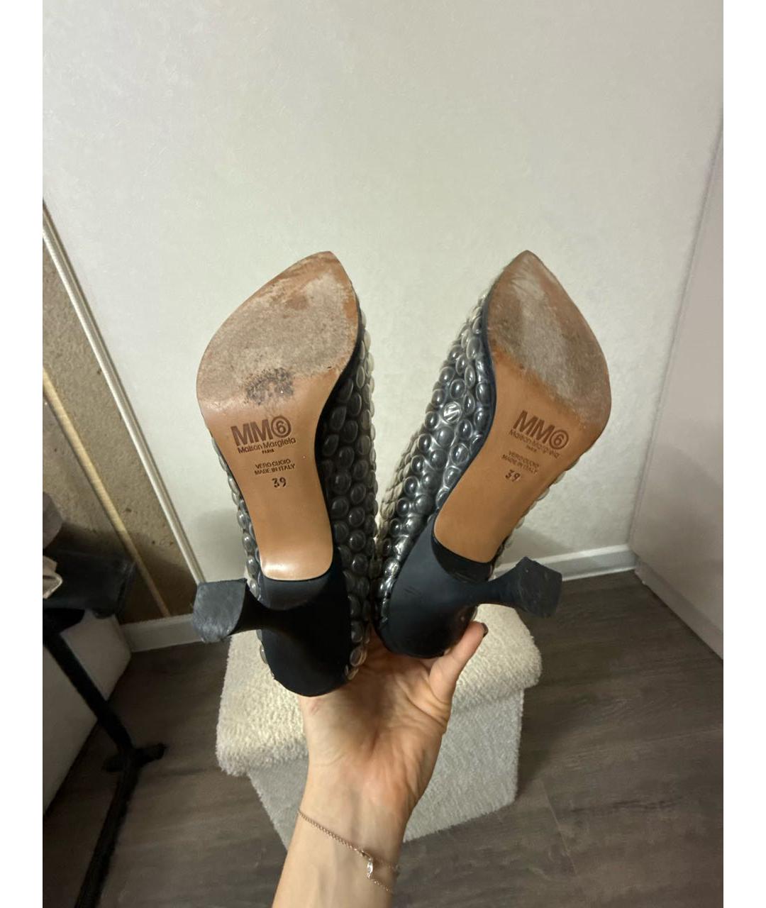 MM6 MAISON MARGIELA Черные кожаные ботильоны, фото 5