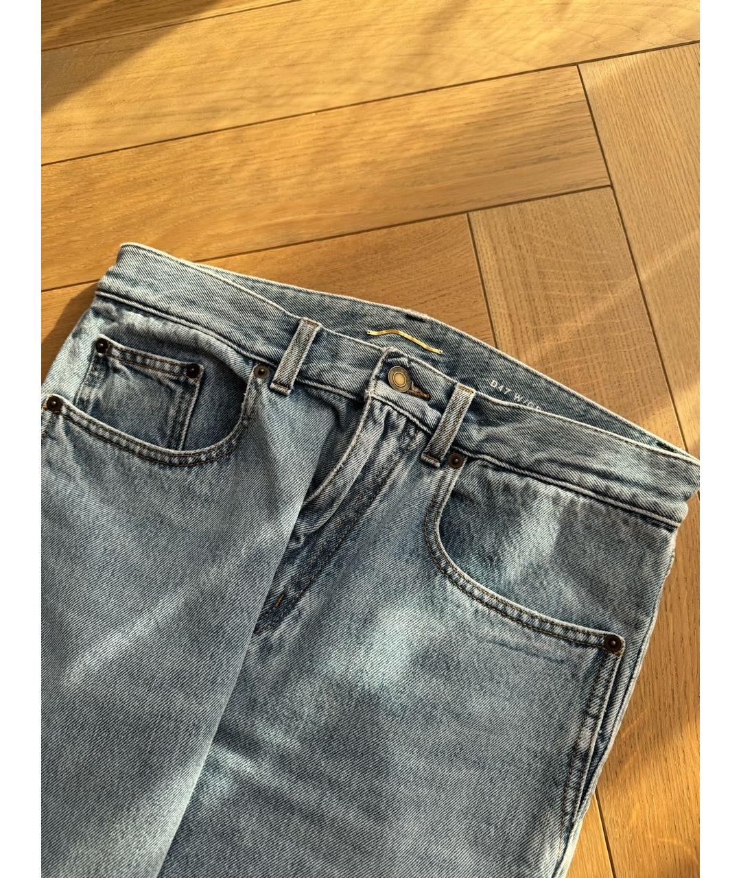 SAINT LAURENT Голубые хлопковые прямые джинсы, фото 5