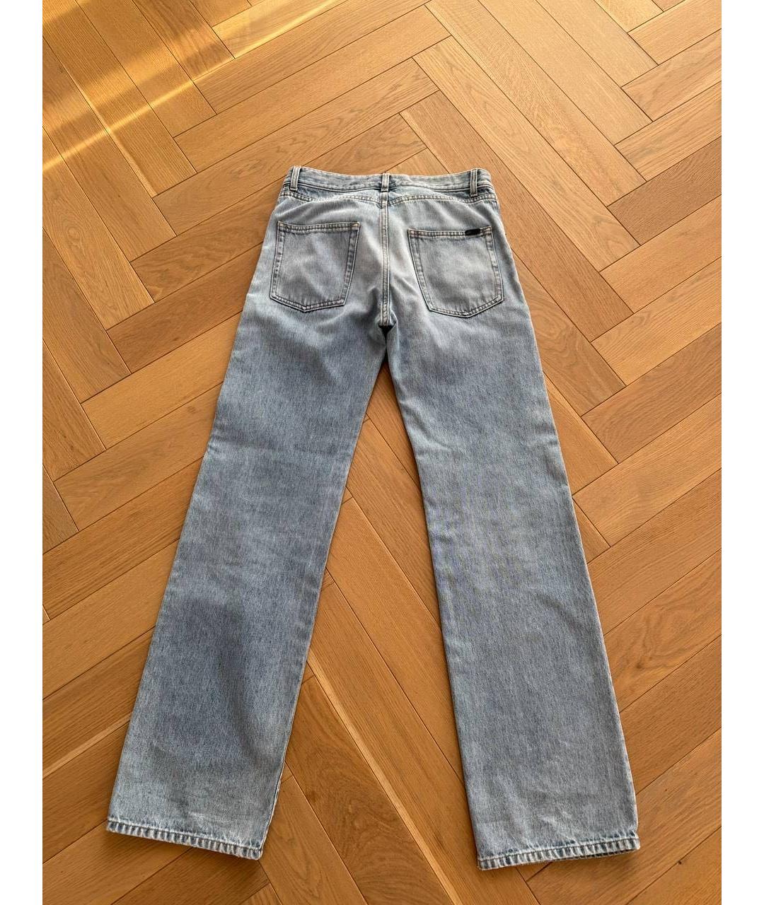 SAINT LAURENT Голубые хлопковые прямые джинсы, фото 3